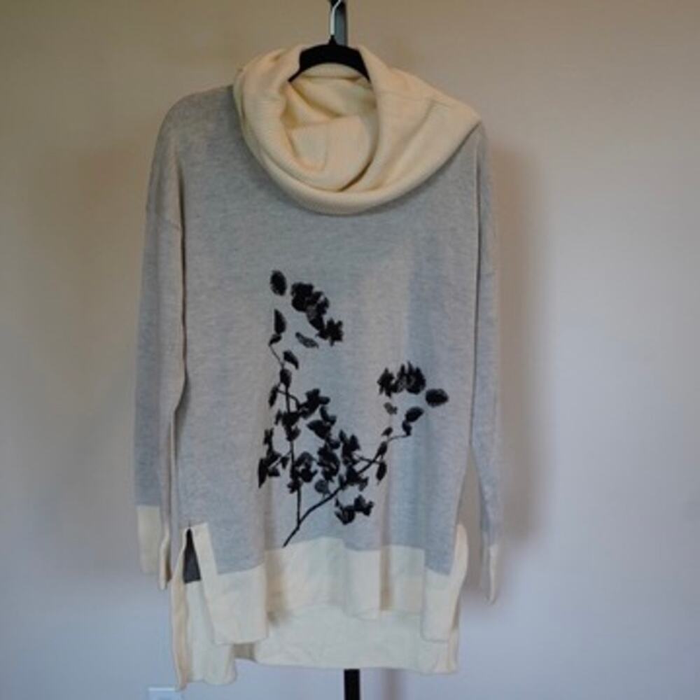 Diane Von Furstenberg Merino Wool Cowlneck Sweater Gray Womens Size Large
